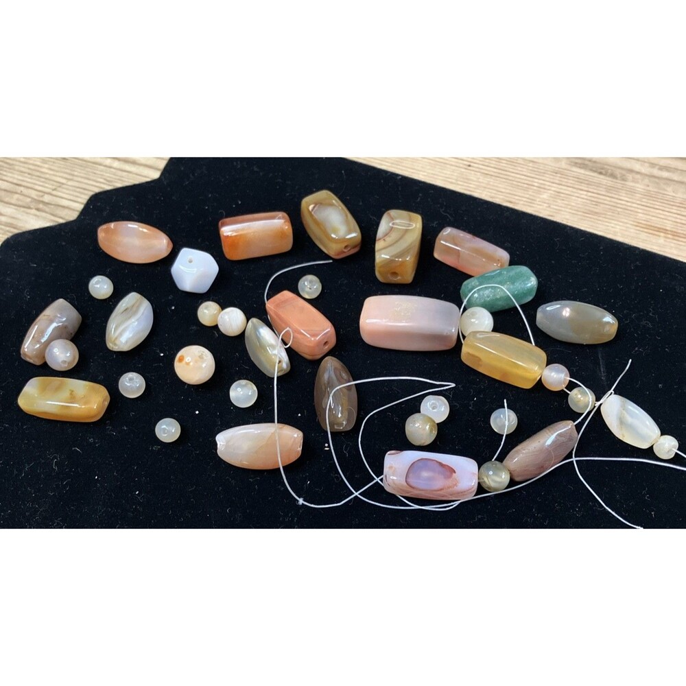 Vintage Natural Stone Crystal Beads Varied Shapes Sizes Broken Necklace